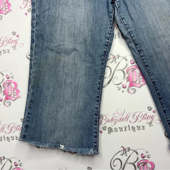 Baby phat capri pants denim jeans cat logo metal gold hardware  y2k 2000s - Picture 9 of 13